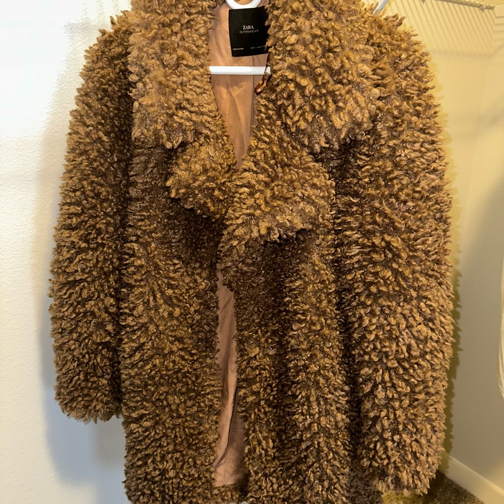 Zara Women's Tan Teddy Jacket